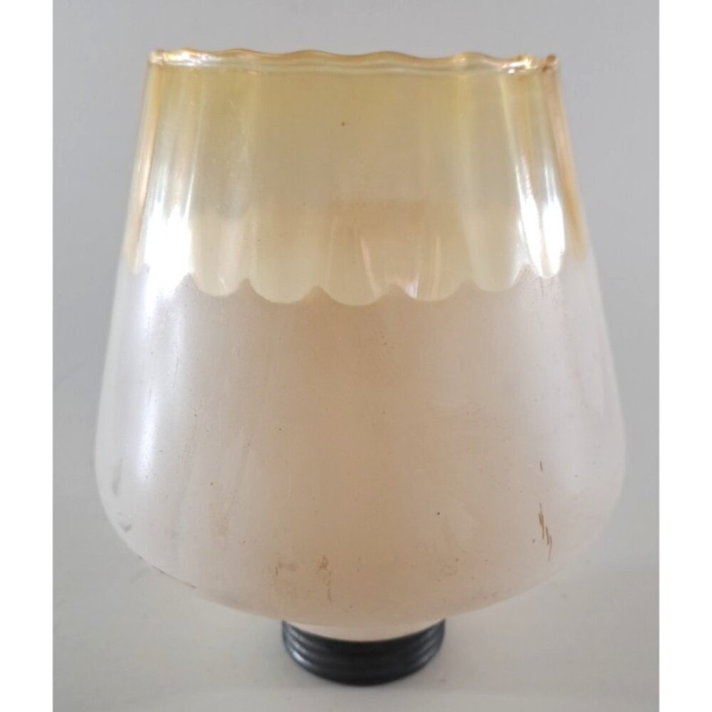 Vintage Frosted Glass Light Cover Lamp Shade Scalloped Edge Screw Bottom